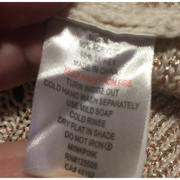 ✨️3 For $20✨️ sweater Womens M cream gold metallic glitter striped Y2K Coastal - Picture 4 of 7